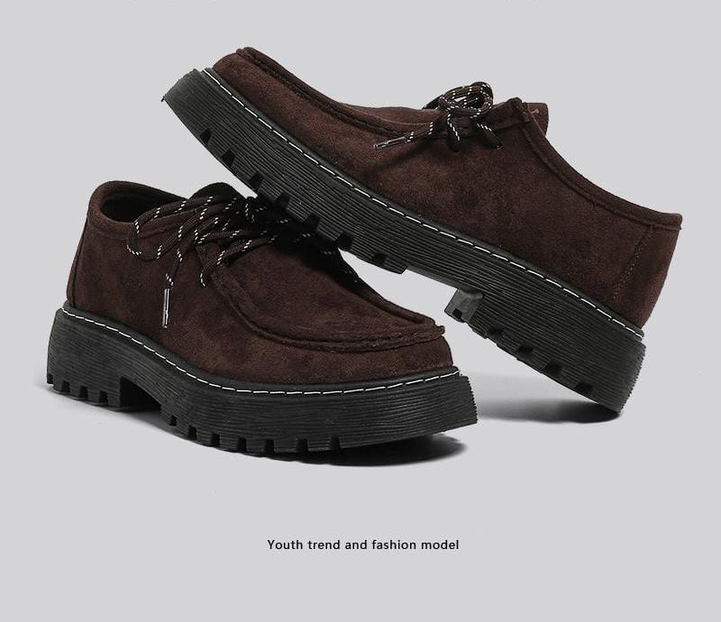 Global Big Head men's derby shoes, new retro American-style work boots with thick soles, versatile and suitable for autumn 2025, kangaroo leather shoes