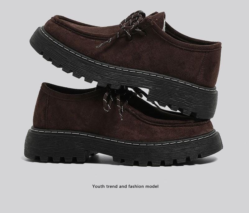 Global Big Head men's derby shoes, new retro American-style work boots with thick soles, versatile and suitable for autumn 2025, kangaroo leather shoes