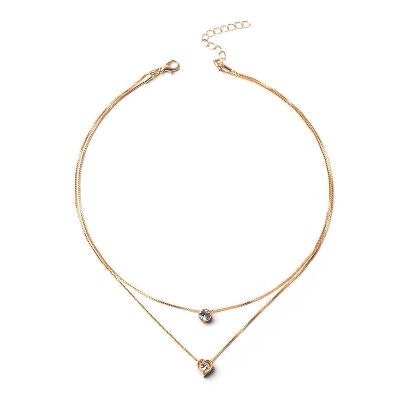 Versatile retro multi-layer alloy necklace with teardrop pendant for women, trendy European and American jewelry
