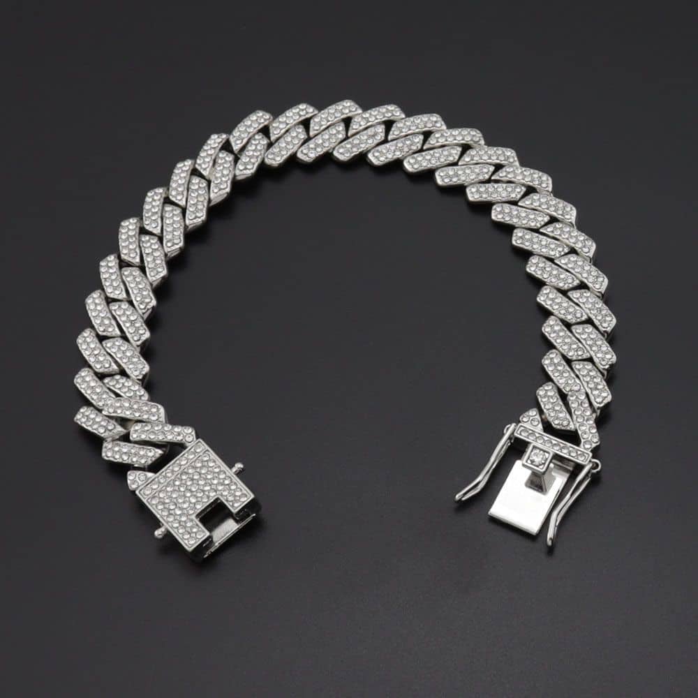 European and American hip-hop Cuban link necklace with 13mm square diamonds, trendy designer diamond choker necklace