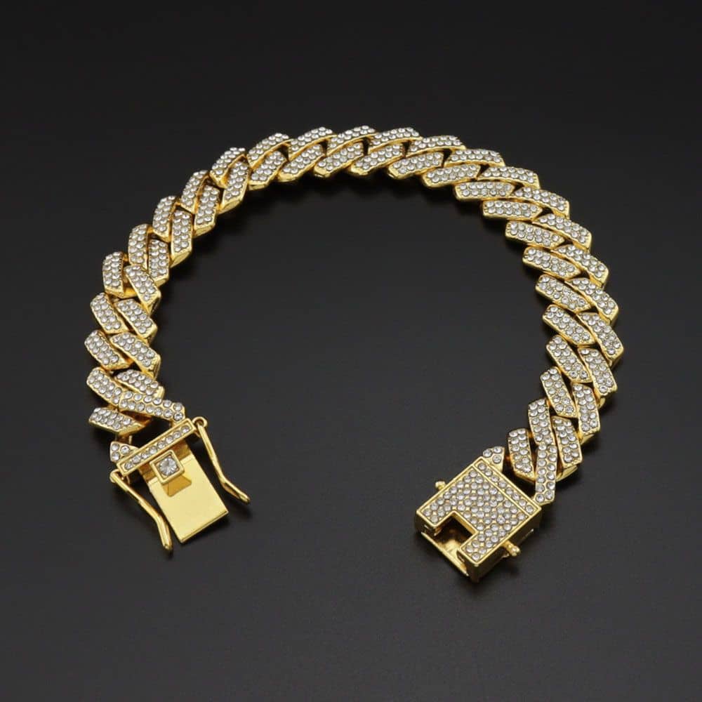 European and American hip-hop Cuban link necklace with 13mm square diamonds, trendy designer diamond choker necklace