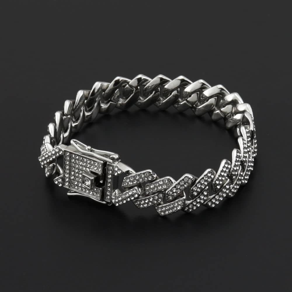 European and American hip-hop Cuban link necklace with 13mm square diamonds, trendy designer diamond choker necklace