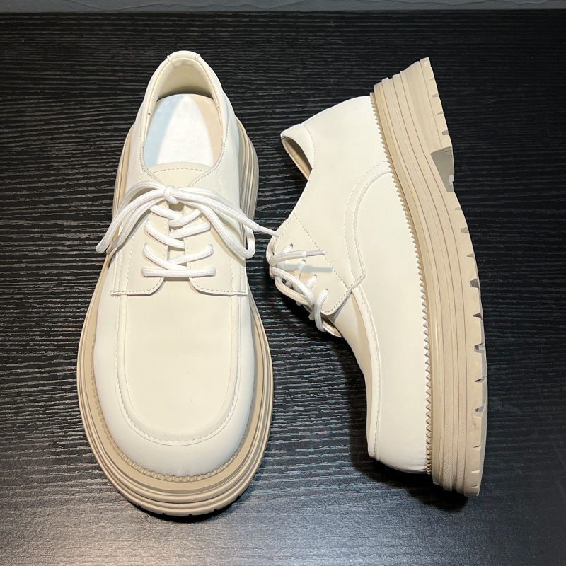 New versatile casual leather shoes with thick soles in British style