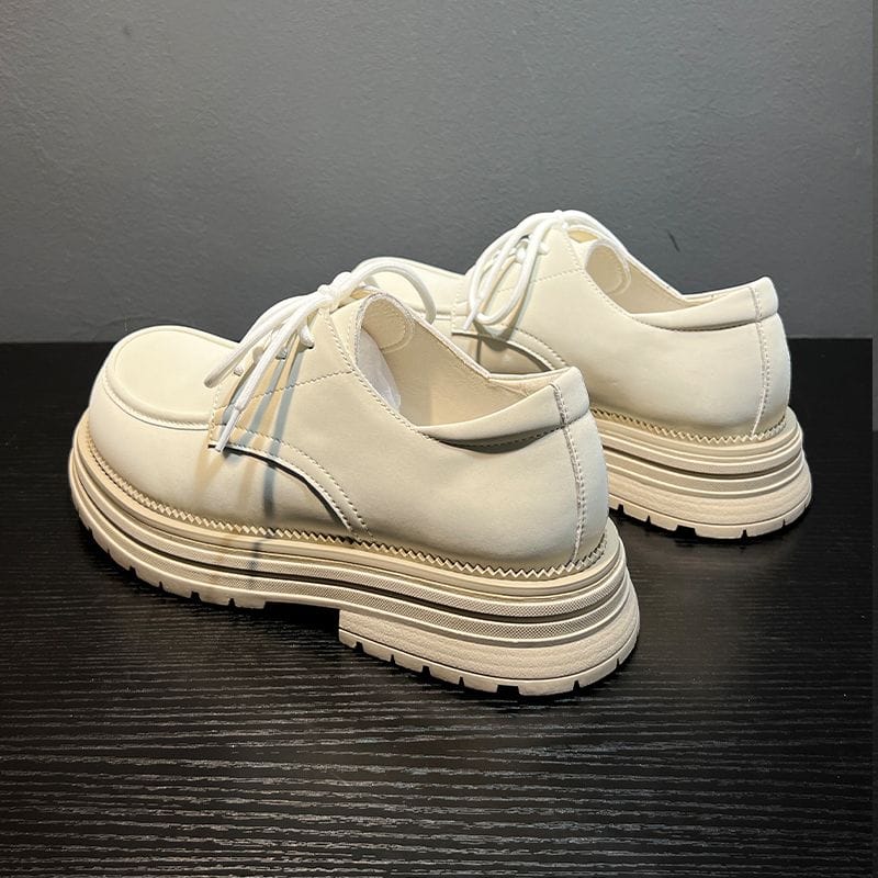 New versatile casual leather shoes with thick soles in British style