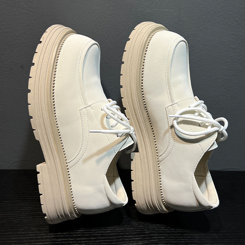 New versatile casual leather shoes with thick soles in British style